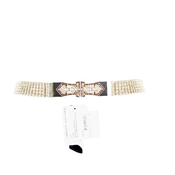 Christine Alexander $125 Sz L Gold Crystal Topaz Hinge Buckle 40\